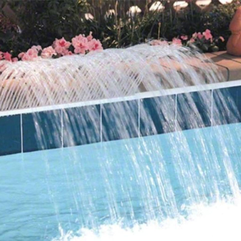 Jandy 1202CRA 6-inch extended lip Rain Arc Waterfall with clear nozzle creating rainbow water arc for professional pool contractors