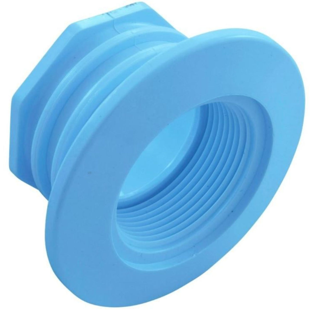 CMP 1.5 inch light blue gunite wall return fitting with water stops for professional pool construction contractors