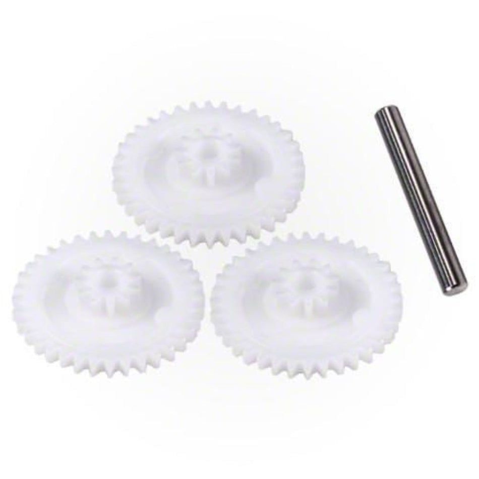 Pentair 360295 Rebel Cam Gear Kit with white plastic gears and stainless steel shaft for Kreepy Krauly pool cleaner repair