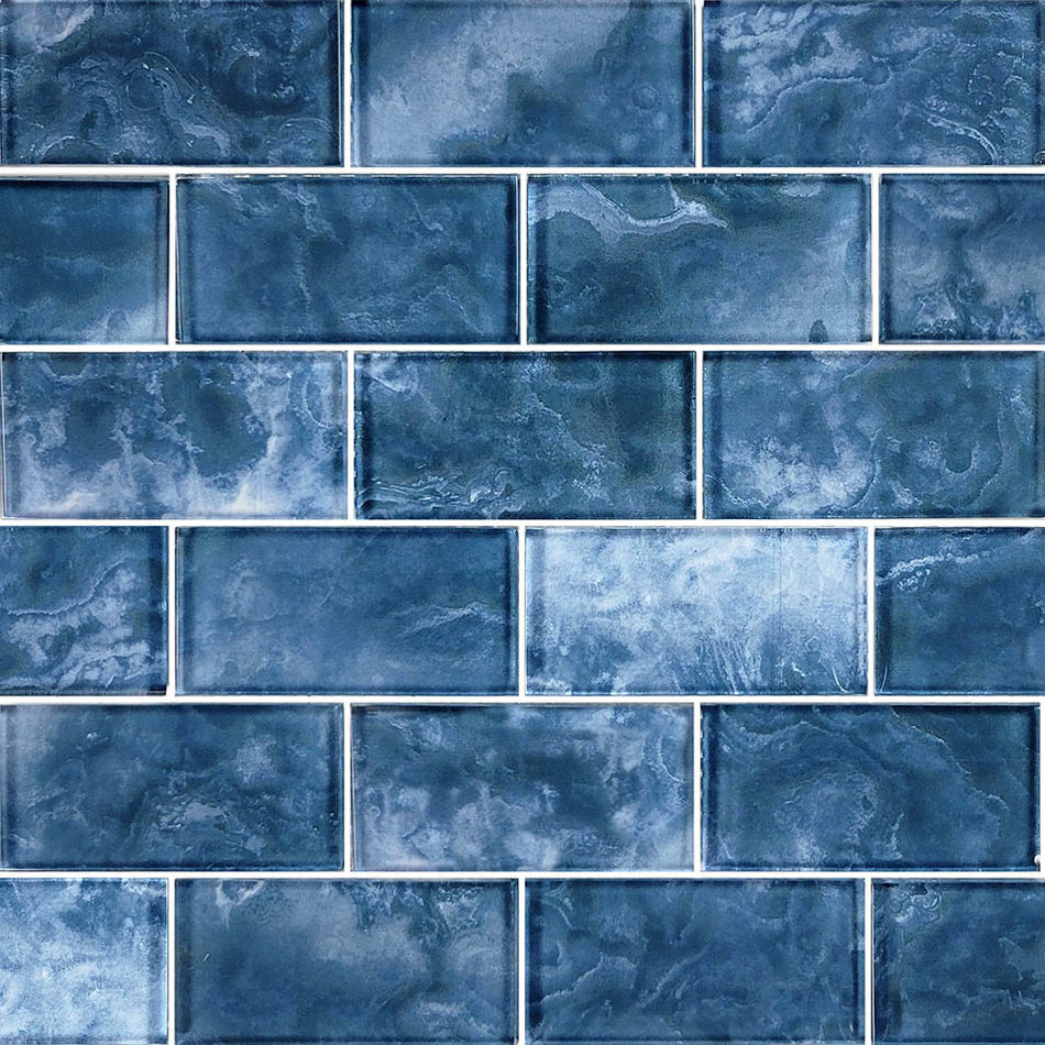 GLASS TILE - GUN METAL BLUE 2" X 4" - 6584896B8