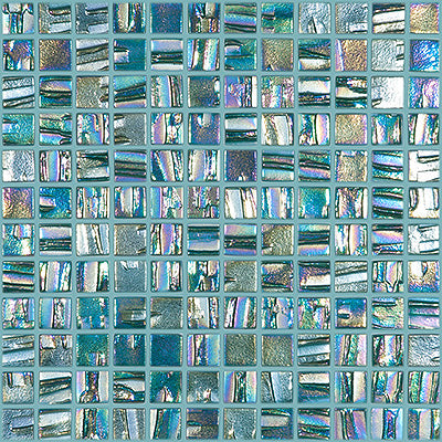 MOON GLASS TILE - GREEN AQUA 1" X 1" - 661