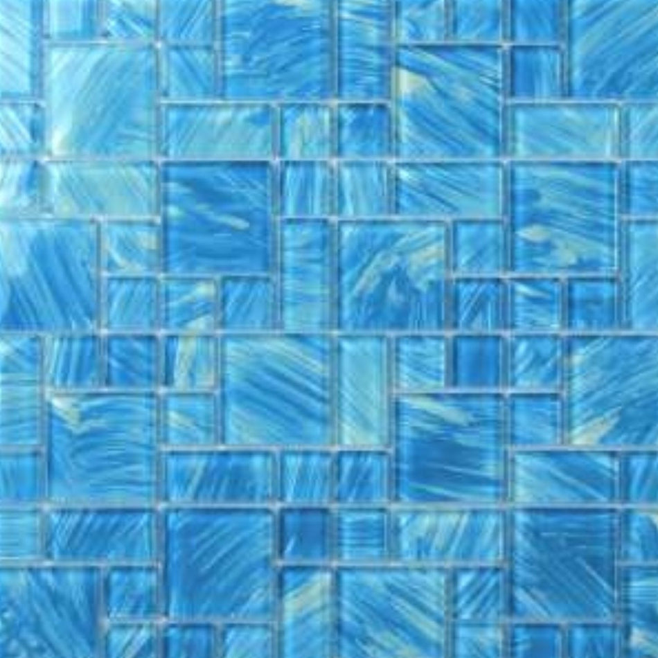 GLASS TILE LGT BLUE BRUSH FRENCH PATTERN - 6CPBDHVV313