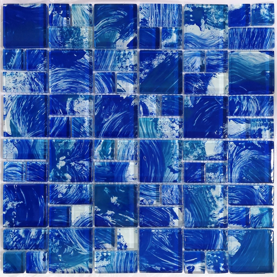 GLASS TILE BLUE AND WHITE - MIXED - 8CPBHVV36