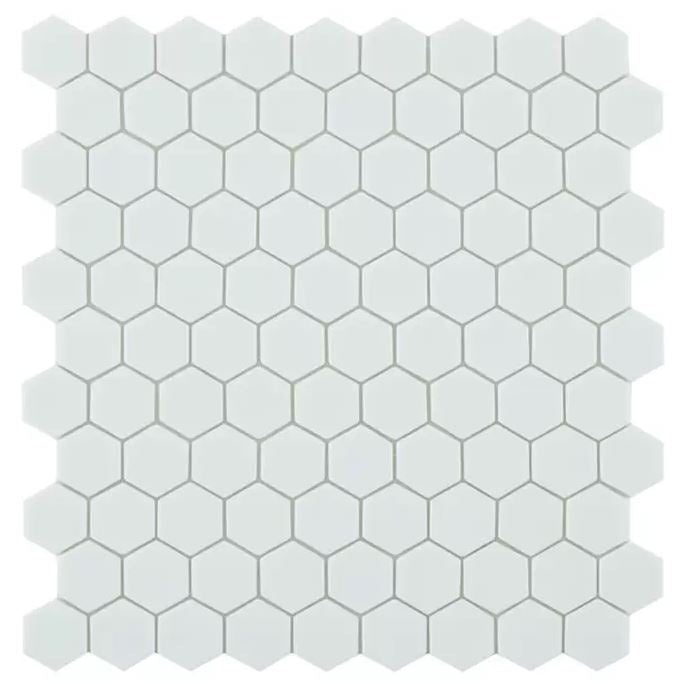 GLASS TILE HEXAGON WHITE VANILLA  MATTE - 910