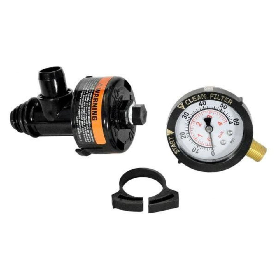 Pentair 98209800 high flow manual air relief valve kit with pressure gauge for pool filter systems used by professional contractors