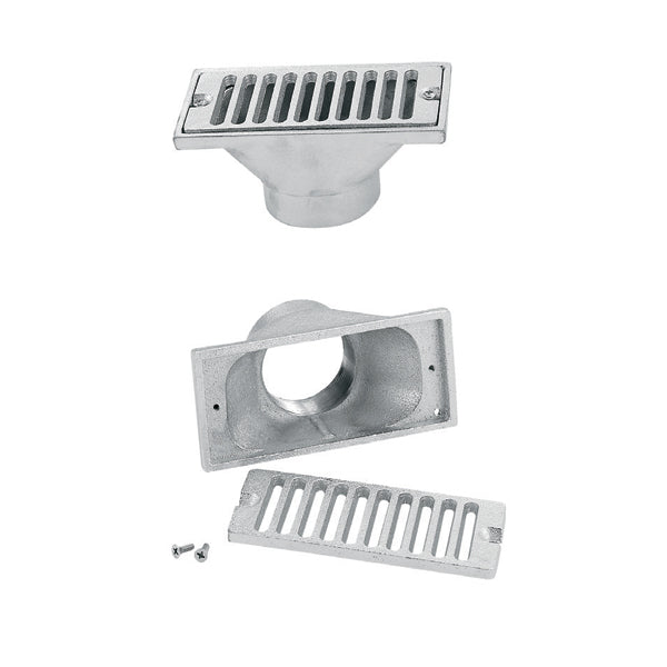 SR Smith A41046-0 Uni-Fit chrome-plated brass rectangular gutter drain and grate with tamper-resistant screws for pool contractors