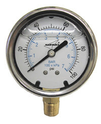 VACUUM GAUGE - LIQUID FILLED 2.5" - AGILVG3025-4L