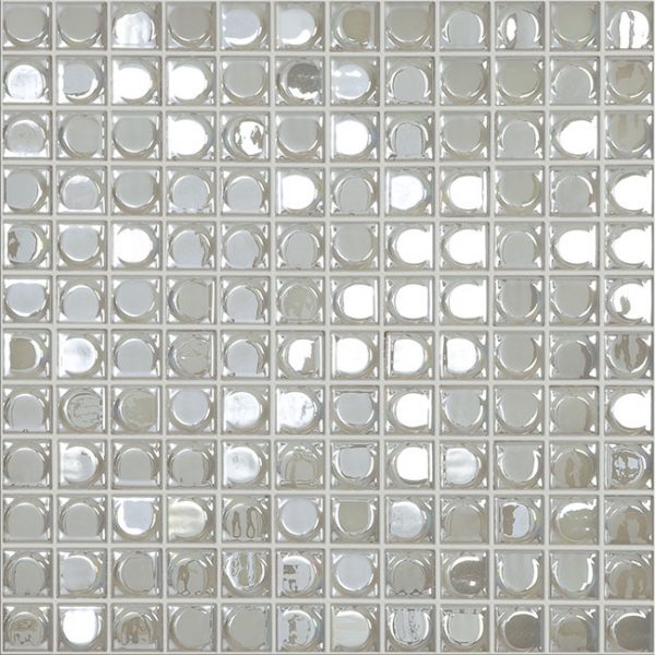 GLASS TILE AURA WHITE IRISDECENT 1" X 1" - AURA WHITE