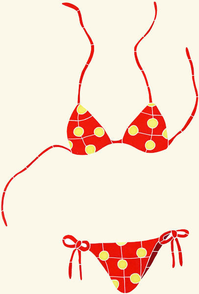 TILE FIGURE BIKINI - RED 29" X 20" - BYEREDOM