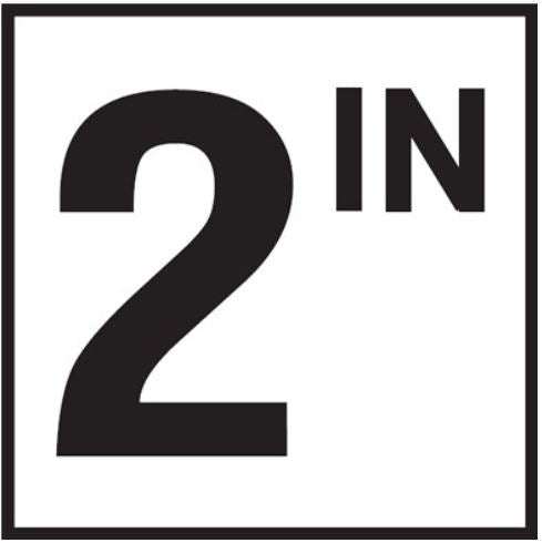 Inlays 6x6 inch ceramic pool depth marker tile showing "2 IN" lettering for commercial pool waterline installation