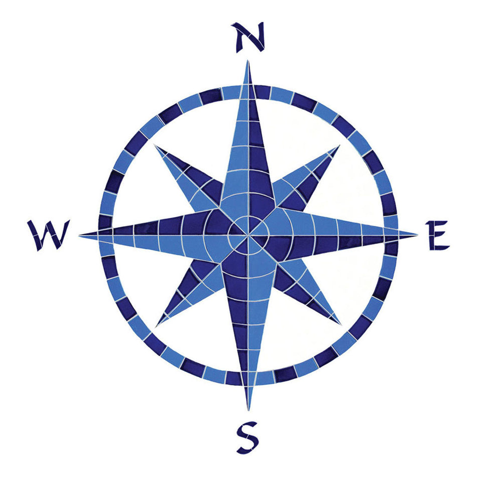 TILE DESIGN EIGHT POINT COMPASS - BLUE - CEIBLUL