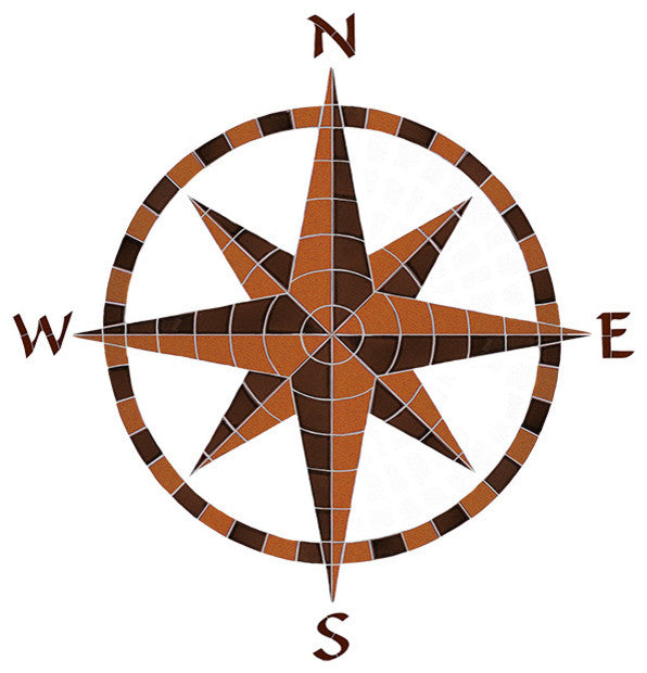 TILE DESIGN EIGHT POINT COMPASS - BROWN - CEIBROL