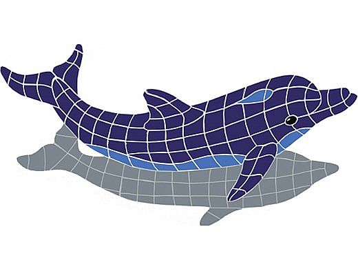 TILE FIGURE JUMPING DOLPHIN W/ SHADOW - DJSBLUNM