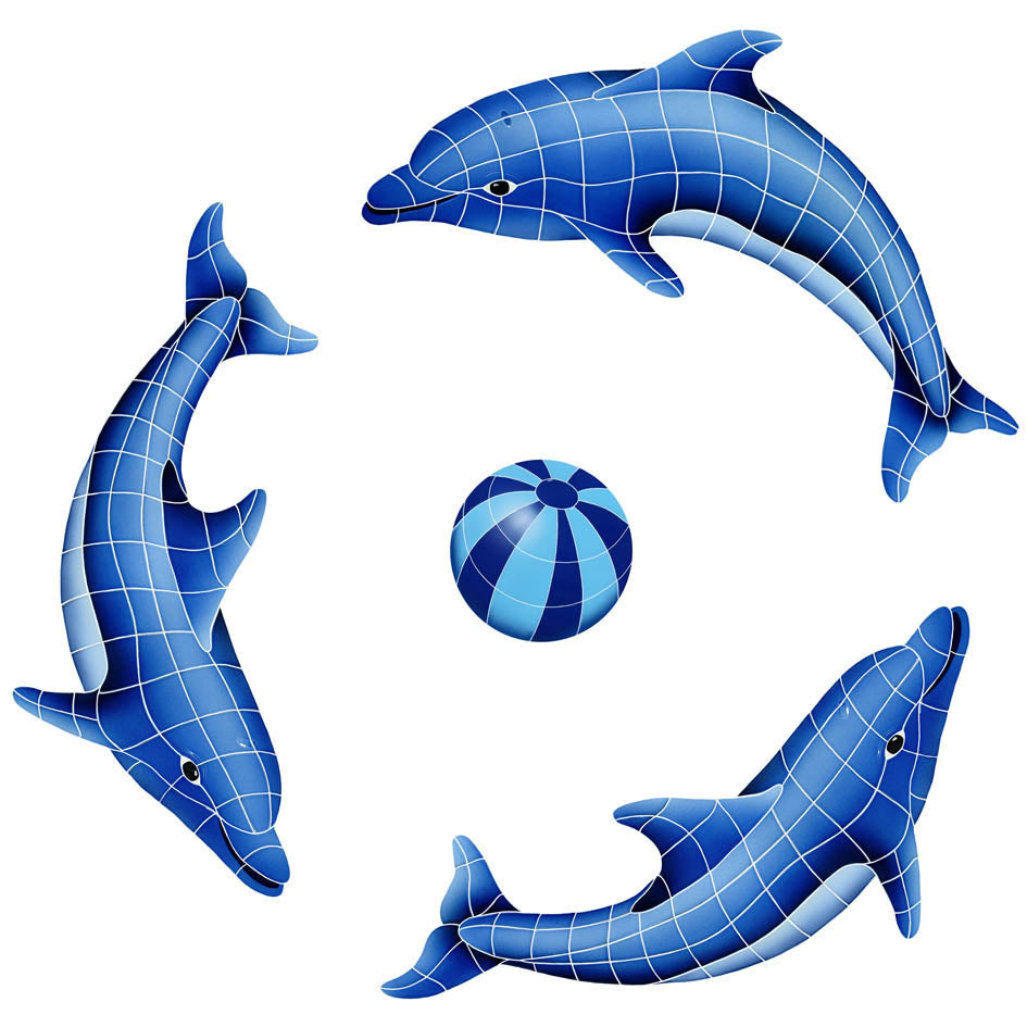 DOLPHIN GROUP TILE FIGURE 62'' X 62'' - DOLGRPM - BL