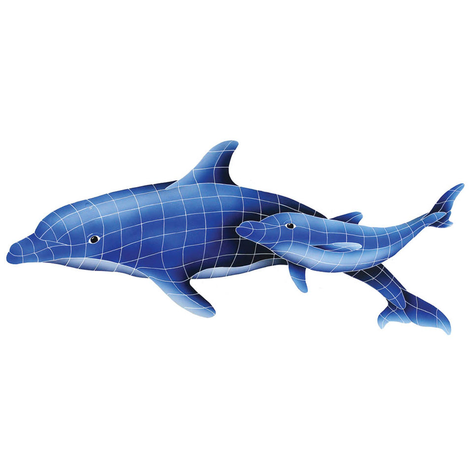 DOLPHIN PAIR TILE FIGURE 24" X 57" - DPABLUL