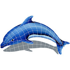 DOLPHIN LEFT W/ SHADOW 25" X 40" - DSHBLULM