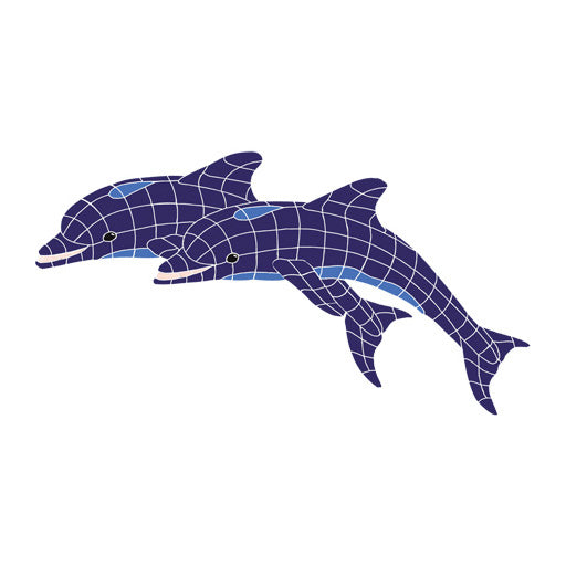 DOLPHIN TWINS TILE FIGURE 24'' X 56'' - DTWBLUOL