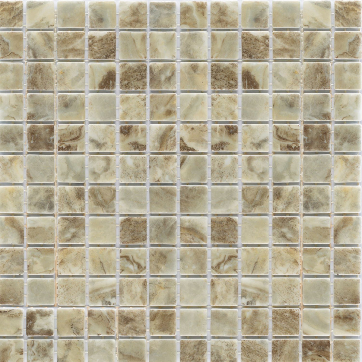 Alttoglass Elite Papua Brown 1x1 glass pool tile F7733 mesh-mounted sheets for professional pool contractors