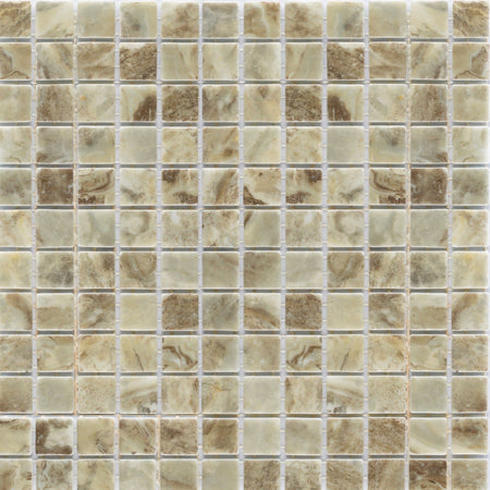 Alttoglass Elite Papua Brown 1x1 glass pool tile F7733 mesh-mounted sheets for professional pool contractors