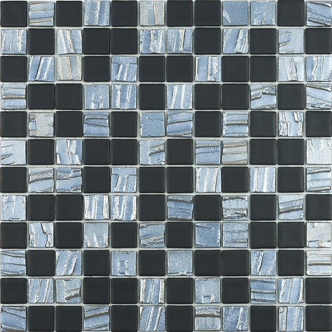 GLASS TILE SILVER MIX 1" X 1" - FALLING STAR