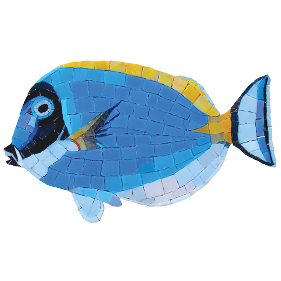 GLASS TILE DESIGN SURGEON FISH 6" X 10" - G-SFS