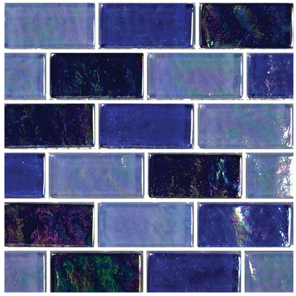 GLASS TILE BLUE BLEND 1" X 2" - GC62348B6