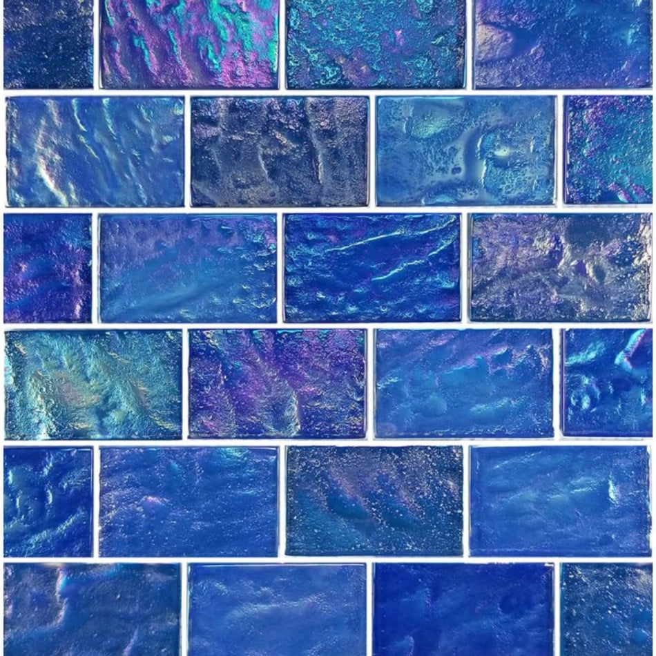 Artistry in Mosaics Ocean Series light blue blend glass pool tiles 2x3 inch with iridescent finish for professional pool contractors