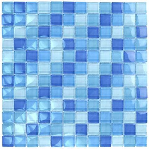 GLASS TILE TURQUOISE COBALT BLUE BLEND - GC82323B3