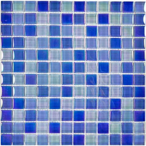 GLASS TILE BRIGHT BLUE BLEND 1" X 1" - GC82323B7