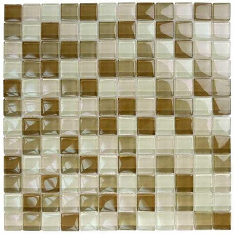 GLASS TILE KHAKI TAN BLEND 1" X 1" - GC82323N1