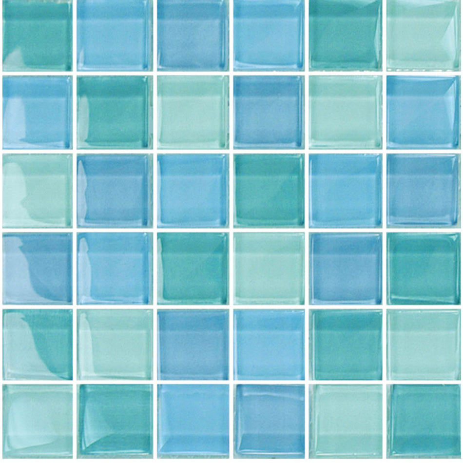 GLASS TILE TURQUOISE BLUE BLEND 1" X 1" - GC82323T1