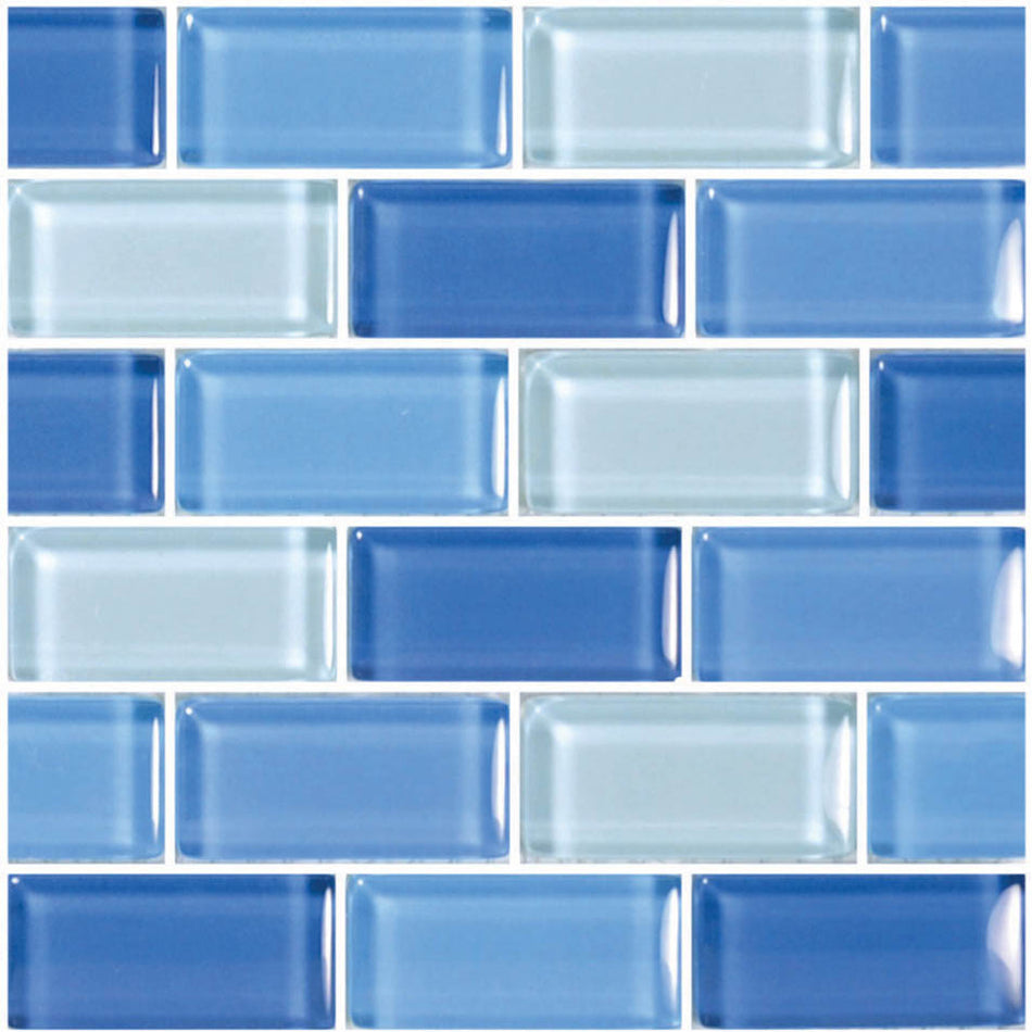 GLASS TILE COBALT BLUE BLEND 1" X 2" - GC82348B3