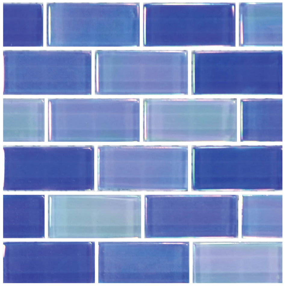 GLASS TILE BRIGHT BLUE BLEND 1" X 2" - GC82348B7