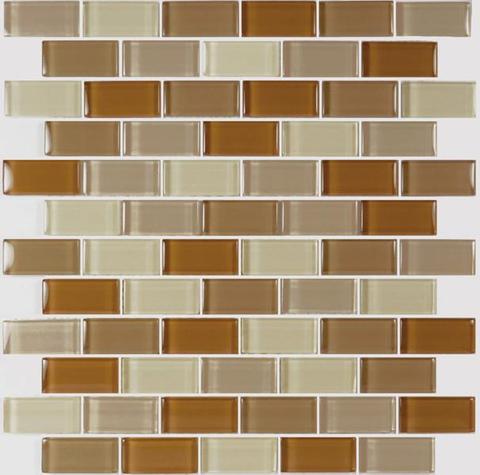 GLASS TILE KHAKI TAN BLEND 1" X 2" - GC82348N1