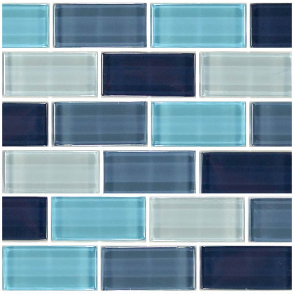 GLASS TILE AQUA BLEND 1" X 2" - GC82348T2