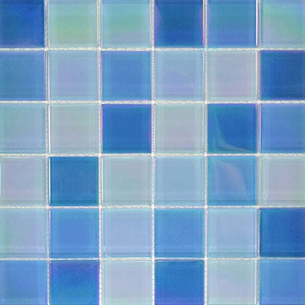 GLASS TILE BRIGHT BLUE BLEND 2" X 2" - GC84848B7