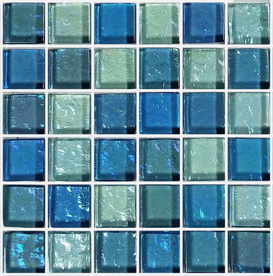 GLASS TILE - BLUE BLEND 1" X 1" - GG82323B18