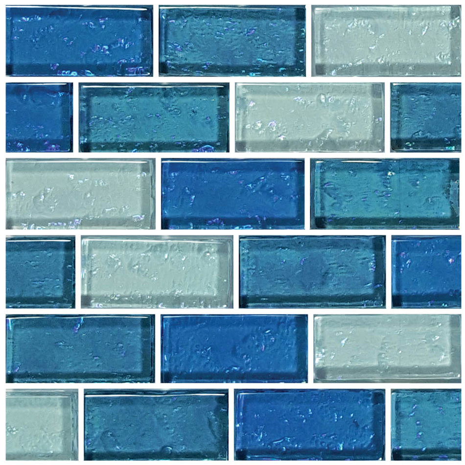 GLASS TILE - BLUE BLEND 1" X 2" - GG82348B18