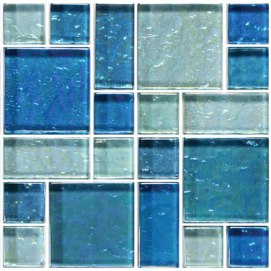 GLASS TILE - BLUE BLEND MIXED - GG8M2348B18