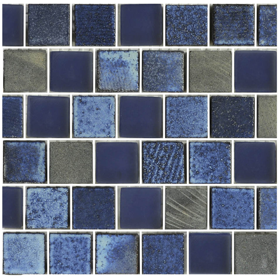 GLASS TILE - DARK BLUE BLEND 1" X 1" - GL82323B2