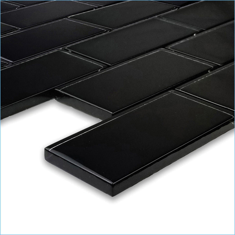 GLASS TILE SUBWAY SERIES - BLACK 2" X 4" - GS84896K3