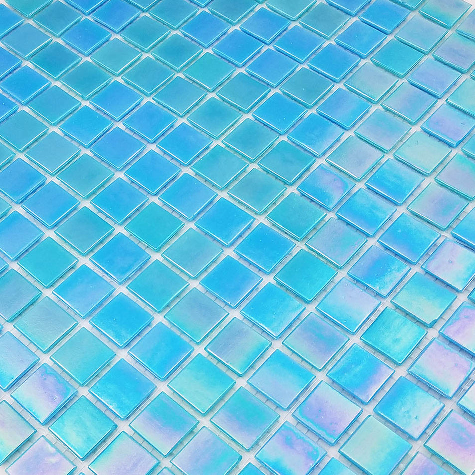 GLASS TILE BLUE IRIDESCENT 1"  X 1" - GV42020B5