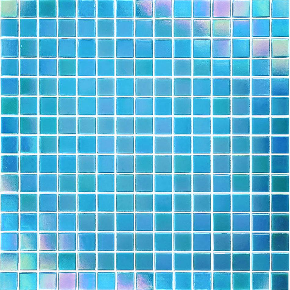 GLASS TILE BLUE IRIDESCENT 1"  X 1" - GV42020B5