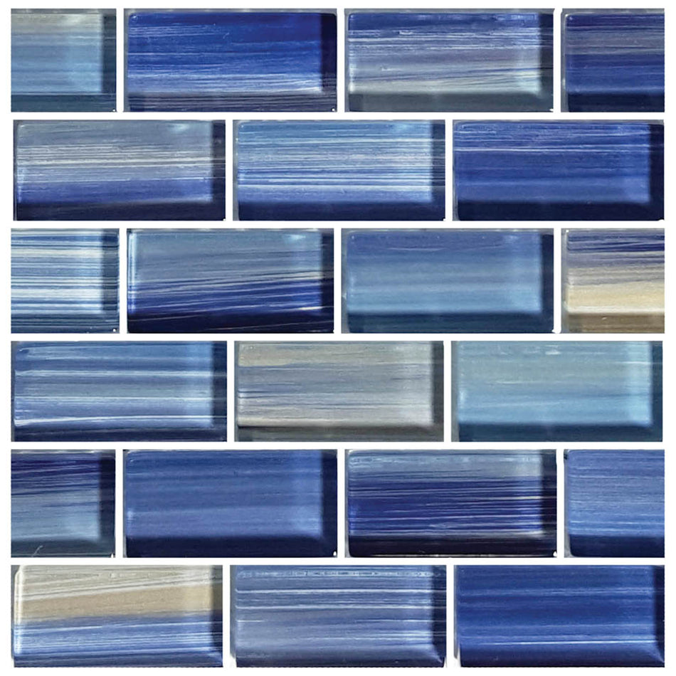 GLASS TILE - BLUE 1" X 2" WATERCOLOR - GW82348B10