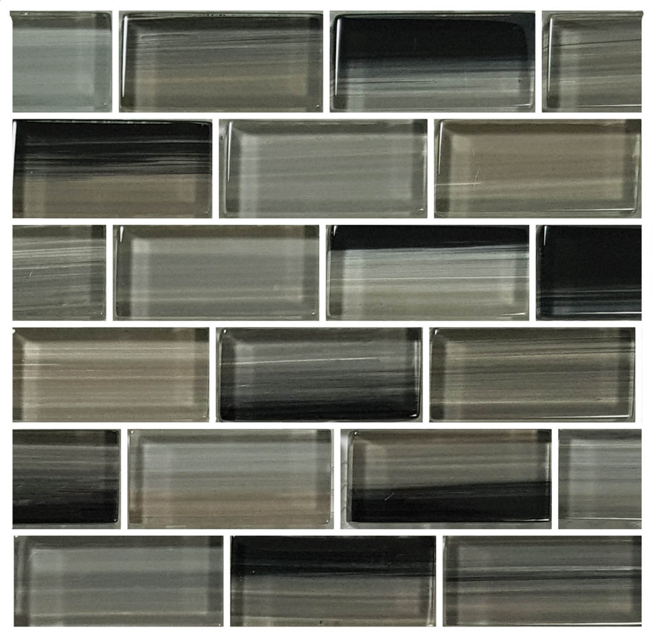 GLASS TILE - CHARCOAL BLEND 1" X 2" - GW82348K6