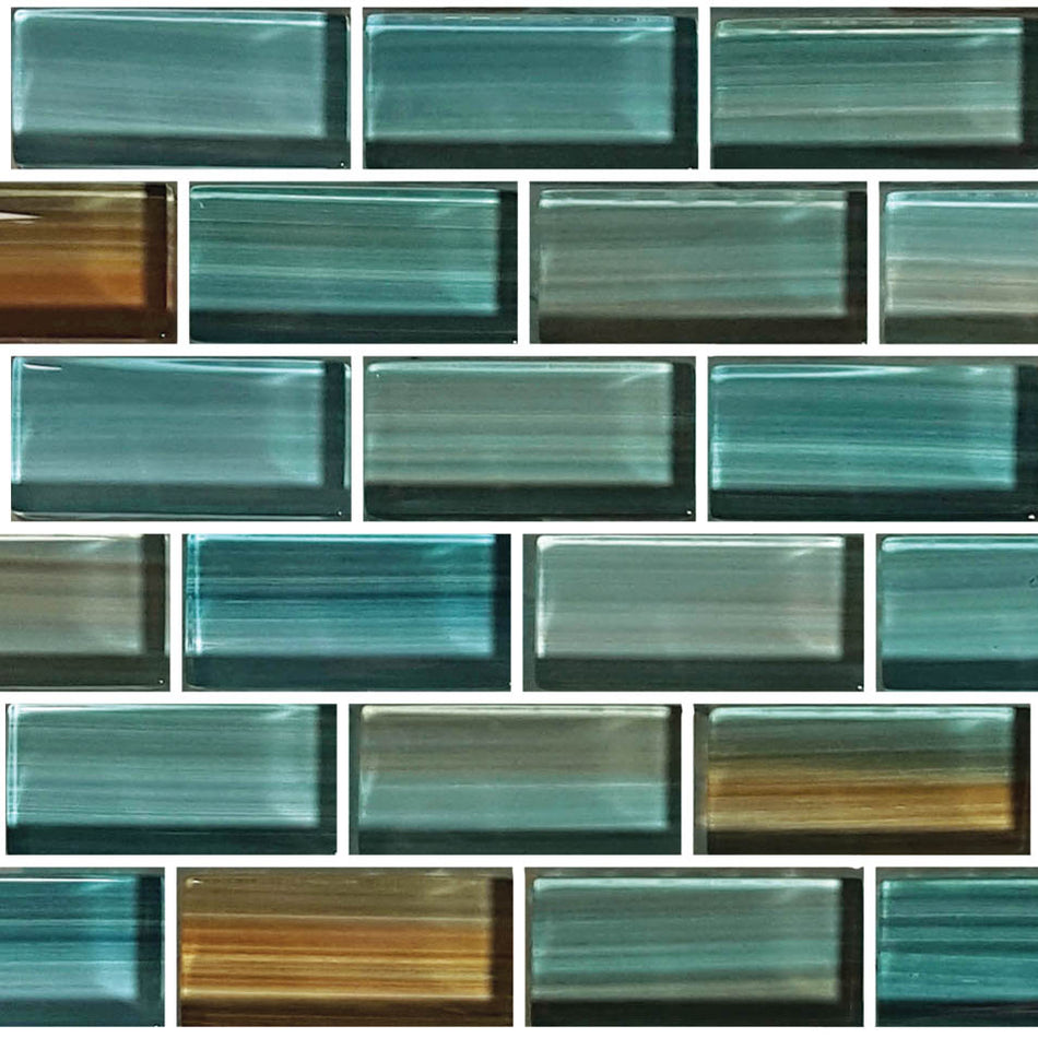 GLASS TILE - AQUA BLEND 1" X 2" - GW82348T5