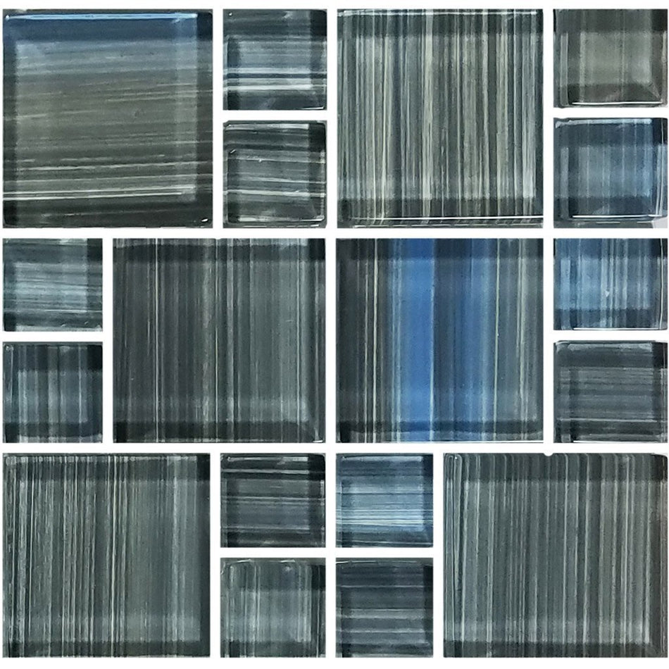 GLASS TILE - STEEL BLUE GRAY BLEND MIXED - GW8M2348B9