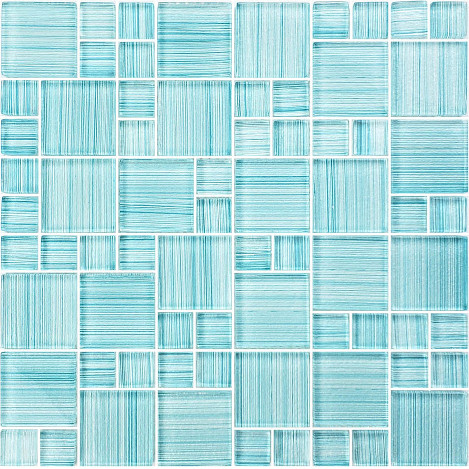 GLASS TILE SEAFOAM BLEND FRENCH PATTERN - GW8M2348T10