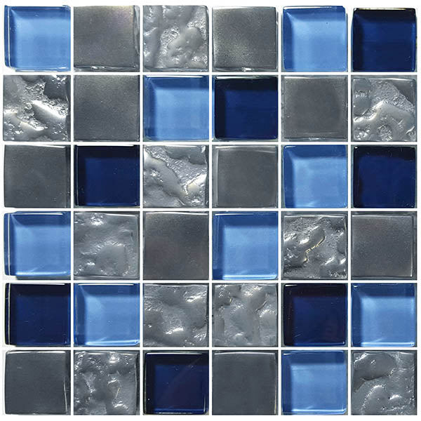 GLASS TILE - BLUE BLEND 1" X 1" - GX82323B16