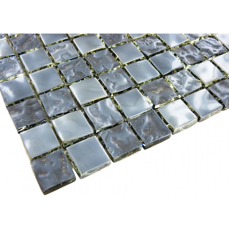 GLASS TILE - SILVER BLEND 1" X 1" - GX82323S1